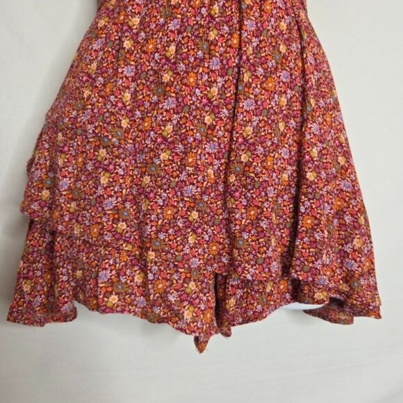 Altar'd Stater Red Floral Print Ruffled Smocked Romper Women's Suze Small - Picture 4 of 11